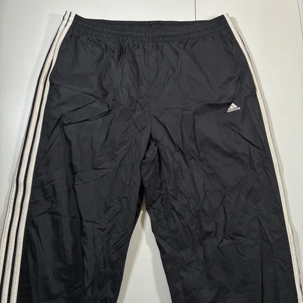Vintage Adidas Track Pants XL Black 3-Stripe Mesh Lined Windbreaker 90s Y2K